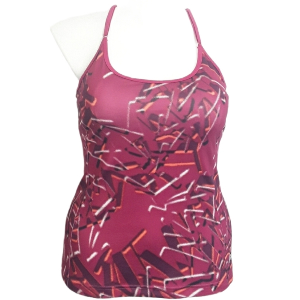 Fila Performance Pink Pattern Shelf Bra Tank EUC sz L